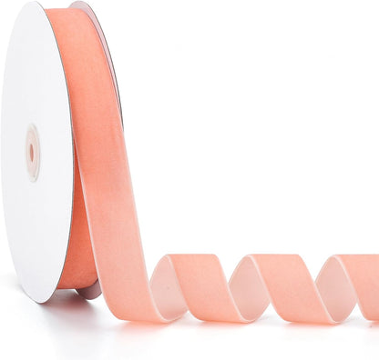 Velvet Ribbon Peach,1 Inch x 20Yd,Perfect for Christmas Gift Wrapping,Floral Bouquets,Home Decor,Party DIY Decorations(1" x 20Yd Peach)