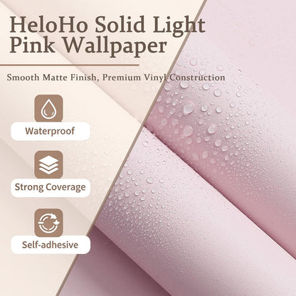 Solid Light Pink Wallpaper Matte Textured Peel and Stick Wallpaper 118"X15.7" Modern Self Adhesive Removable Wall Paper Waterproof Contact Paper for Living Room Bedroom Decor