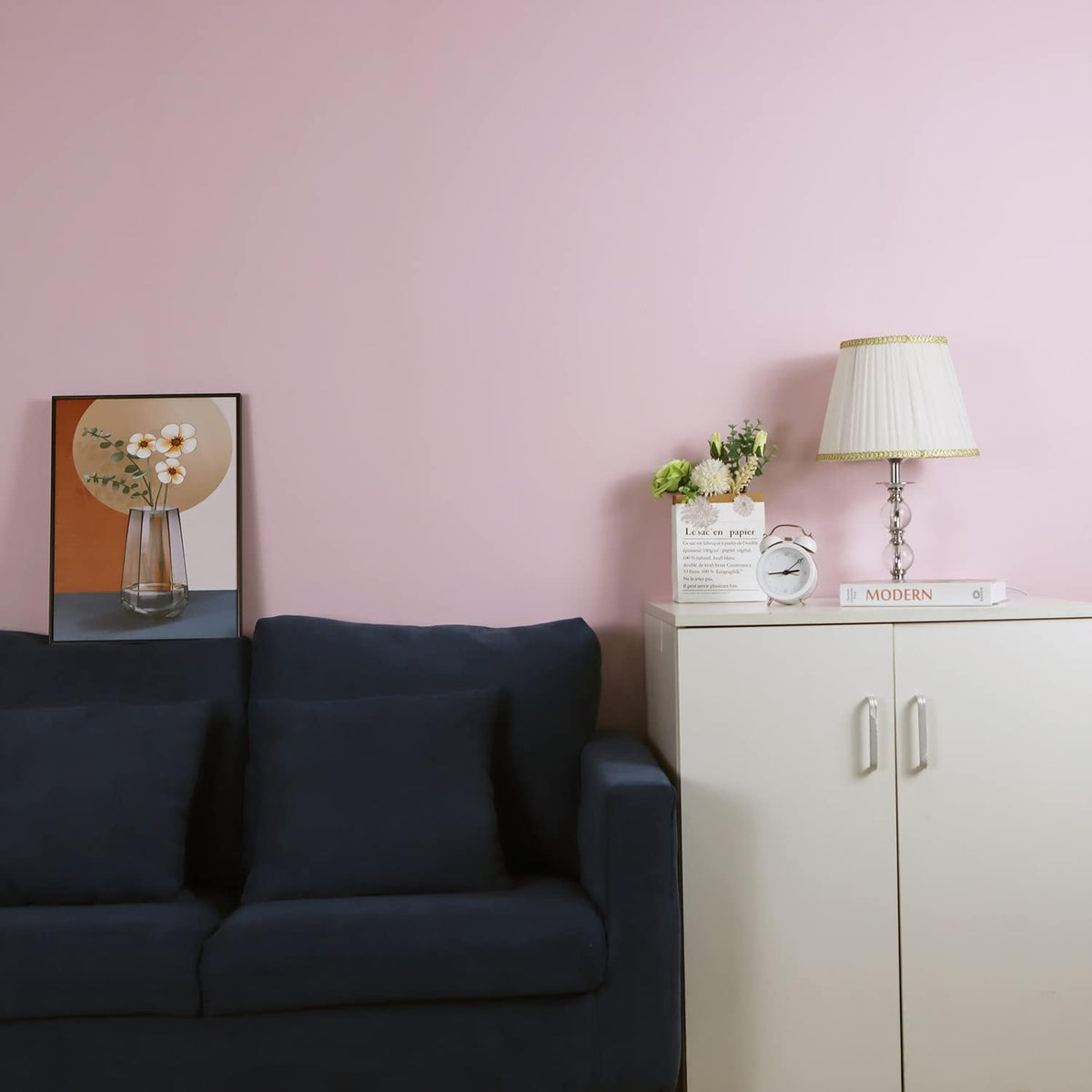 Solid Light Pink Wallpaper Matte Textured Peel and Stick Wallpaper 118"X15.7" Modern Self Adhesive Removable Wall Paper Waterproof Contact Paper for Living Room Bedroom Decor