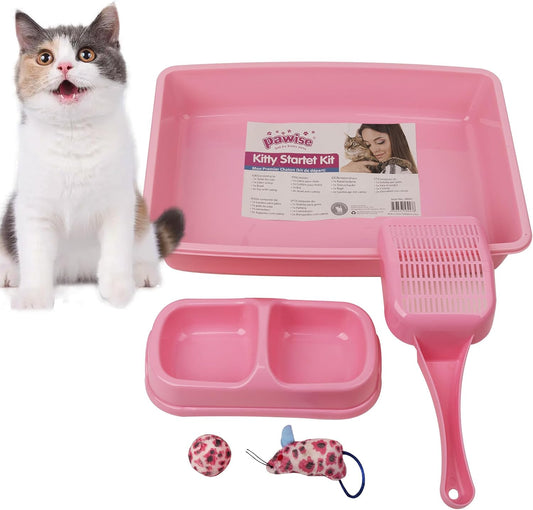 Small Cat Litter Box,14.3 x 10.6 x 2.5 Kitten Litter Box Starter Kit