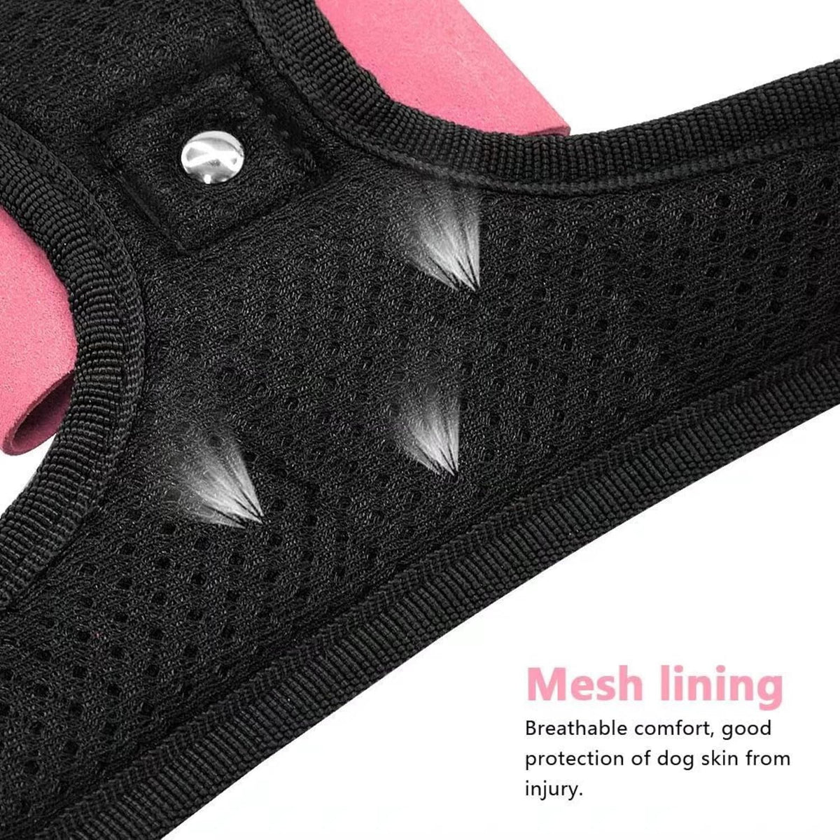 Rhinestone Dog Harness with Sparkly Bow Tie, Pink,L,Chest 21-29"