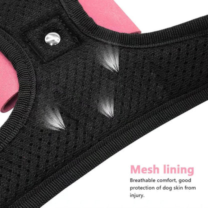 Rhinestone Dog Harness with Sparkly Bow Tie, Pink,L,Chest 21-29"