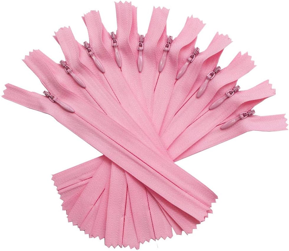 10PCS 18 Inch Invisible Zippers for Sewing Dresses Skirts Pink