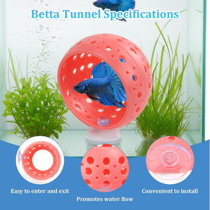 2 Pack Betta Tunnel, Betta Fish Tank Accessories with Suction Cup, Hollow Design for Easy Cleaning, Betta Hammock Provides a Safe Hiding Provides Betta Fish, Guppiesand Shrimp