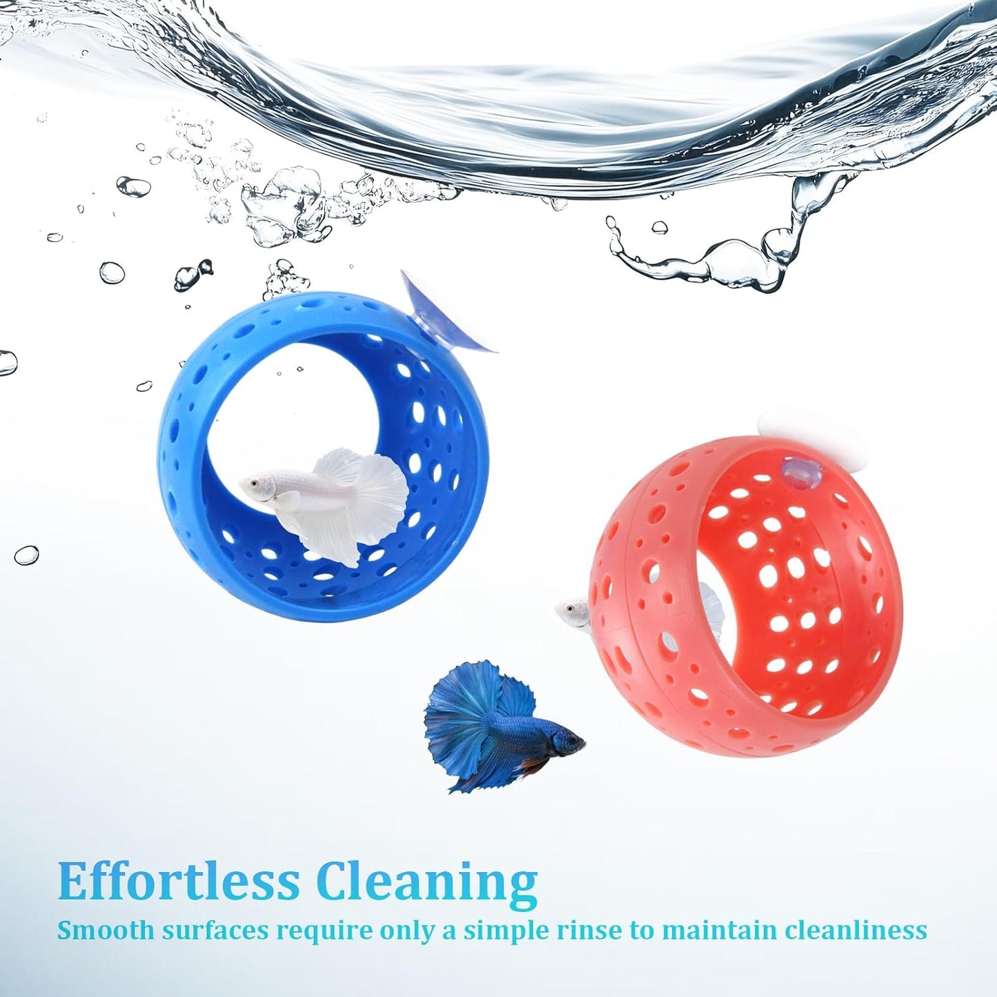 2 Pack Betta Tunnel, Betta Fish Tank Accessories with Suction Cup, Hollow Design for Easy Cleaning, Betta Hammock Provides a Safe Hiding Provides Betta Fish, Guppiesand Shrimp