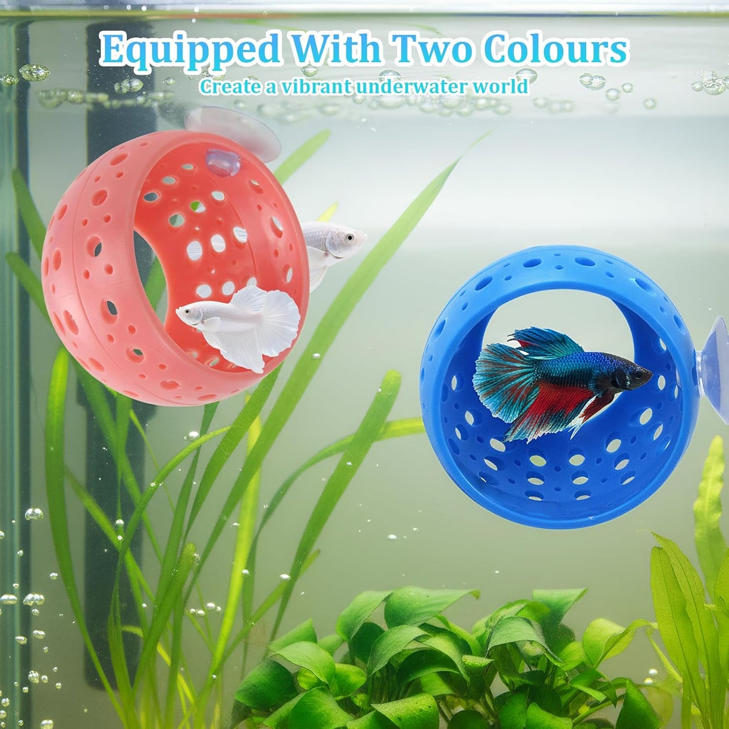 2 Pack Betta Tunnel, Betta Fish Tank Accessories with Suction Cup, Hollow Design for Easy Cleaning, Betta Hammock Provides a Safe Hiding Provides Betta Fish, Guppiesand Shrimp