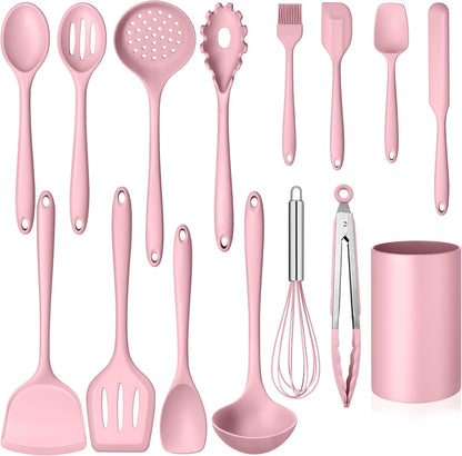 15-Piece Kitchen Utensil Set, Silicone Cooking Utensils Spatula Set