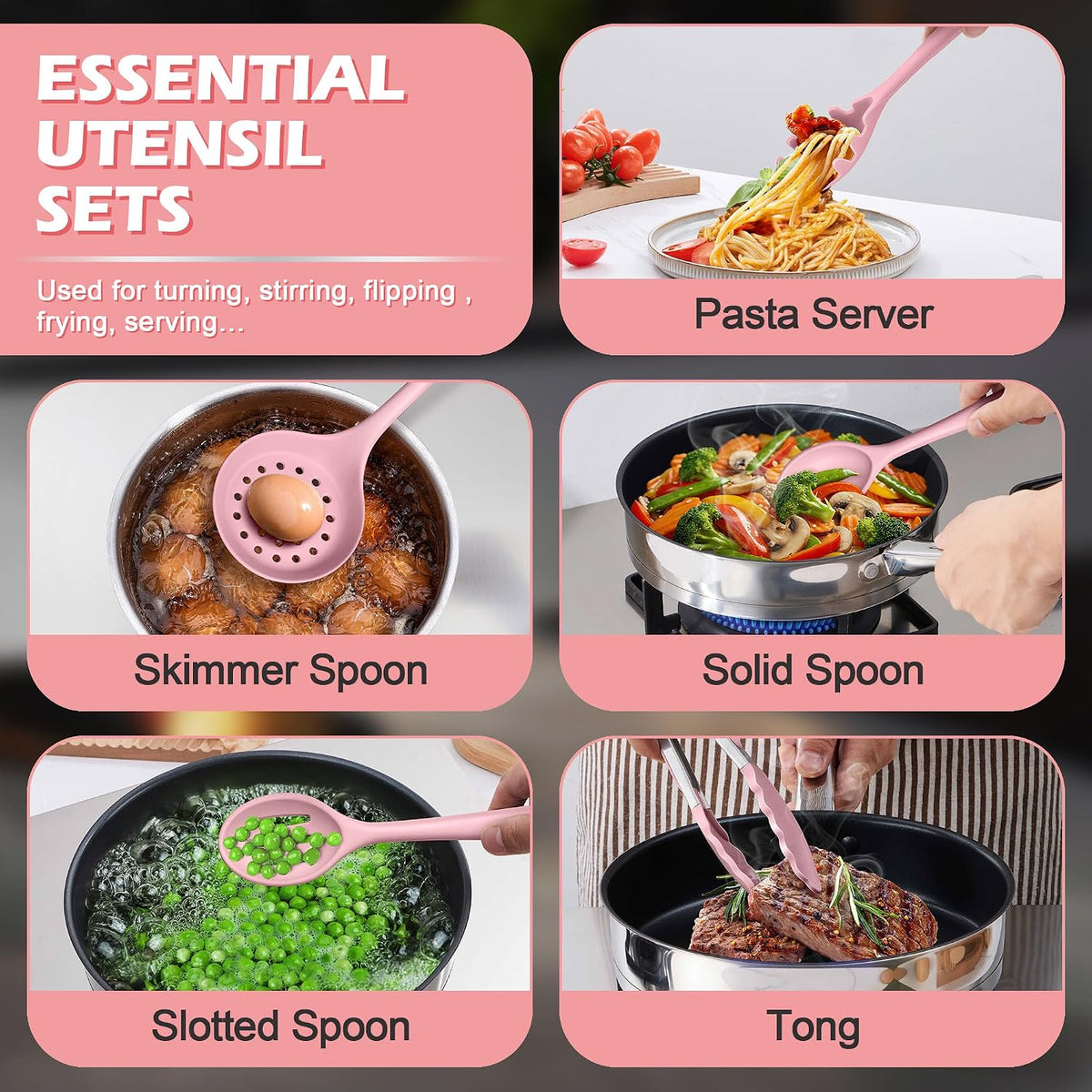 15-Piece Kitchen Utensil Set, Silicone Cooking Utensils Spatula Set