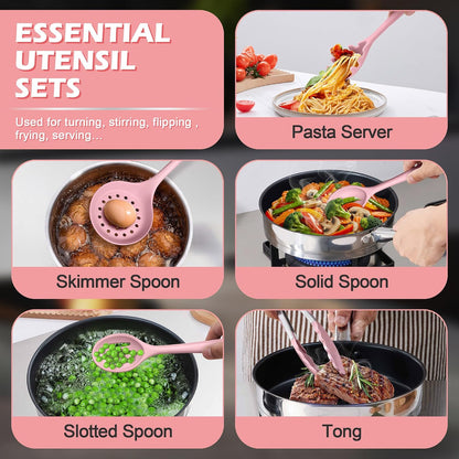 15-Piece Kitchen Utensil Set, Silicone Cooking Utensils Spatula Set
