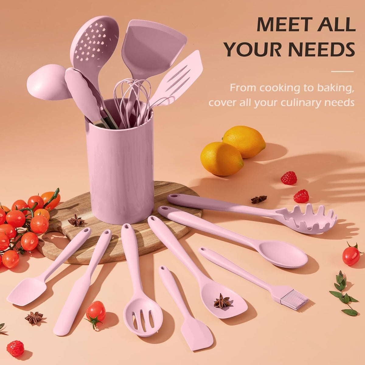 15-Piece Kitchen Utensil Set, Silicone Cooking Utensils Spatula Set