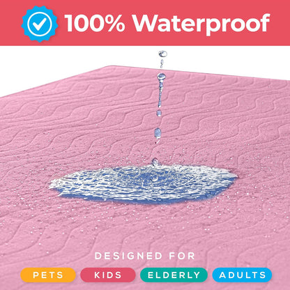 Washable Underpads 34" x 52" (Pack of 4), Waterproof Reusable Heavy Absorbency Incontinence Bed Pads for Adults, Kids, Elderly and Pets, Bedwetting Pads for Sofa and Couch (Pink)