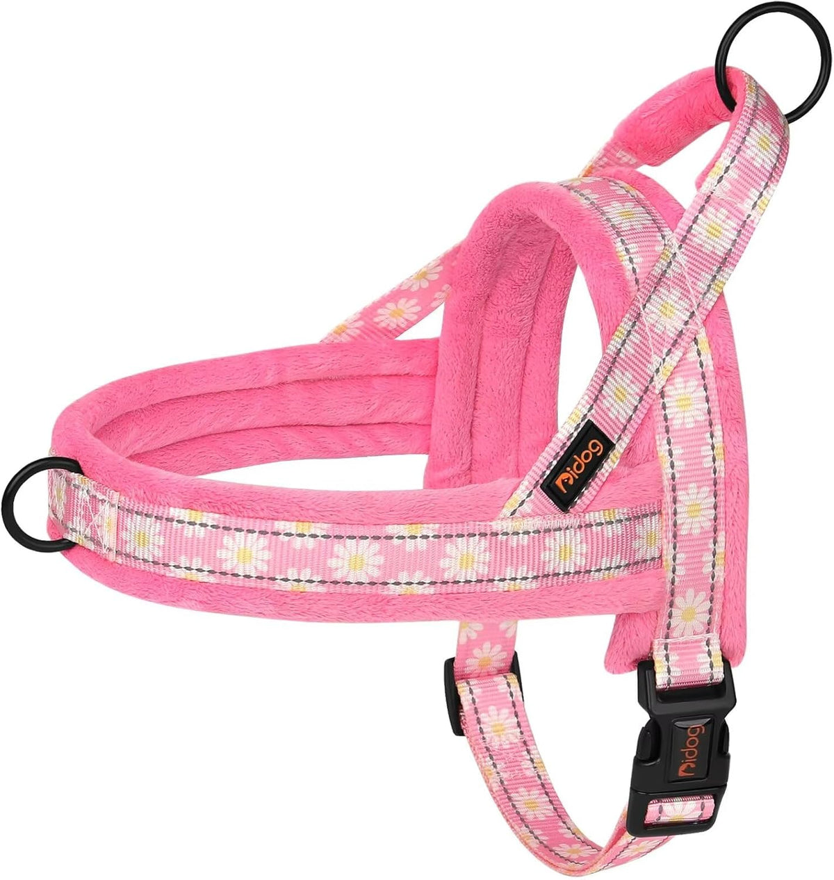 No Pull Dog Harness for Small Medium Dogs, Floral Print, Pink, S