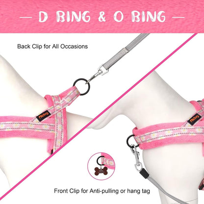 No Pull Dog Harness for Small Medium Dogs, Floral Print, Pink, S