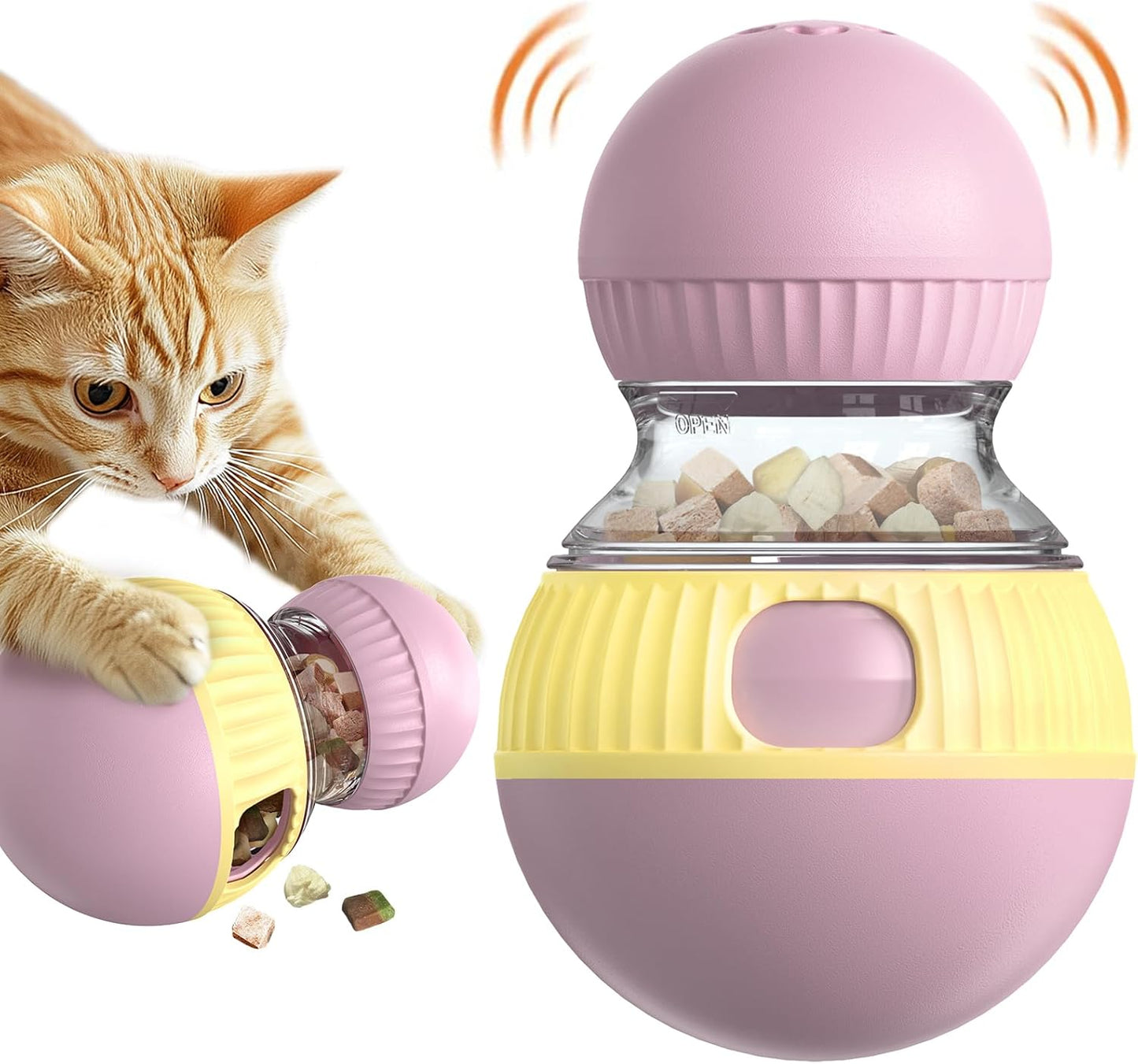 TLKNG Cat Treat Dispensing Toy Kitten Puzzle Feeder & Food Dispenser Ball - Kitty Enrichment Toys for Indoor Cats Kitty Stimulating Tous