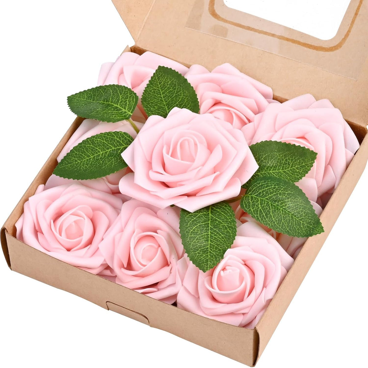 9 Pcs Foam Fake Roses with Stems, Artificial Flowers for Wedding