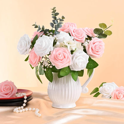 9 Pcs Foam Fake Roses with Stems, Artificial Flowers for Wedding