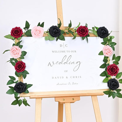 9 Pcs Foam Fake Roses with Stems, Artificial Flowers for Wedding