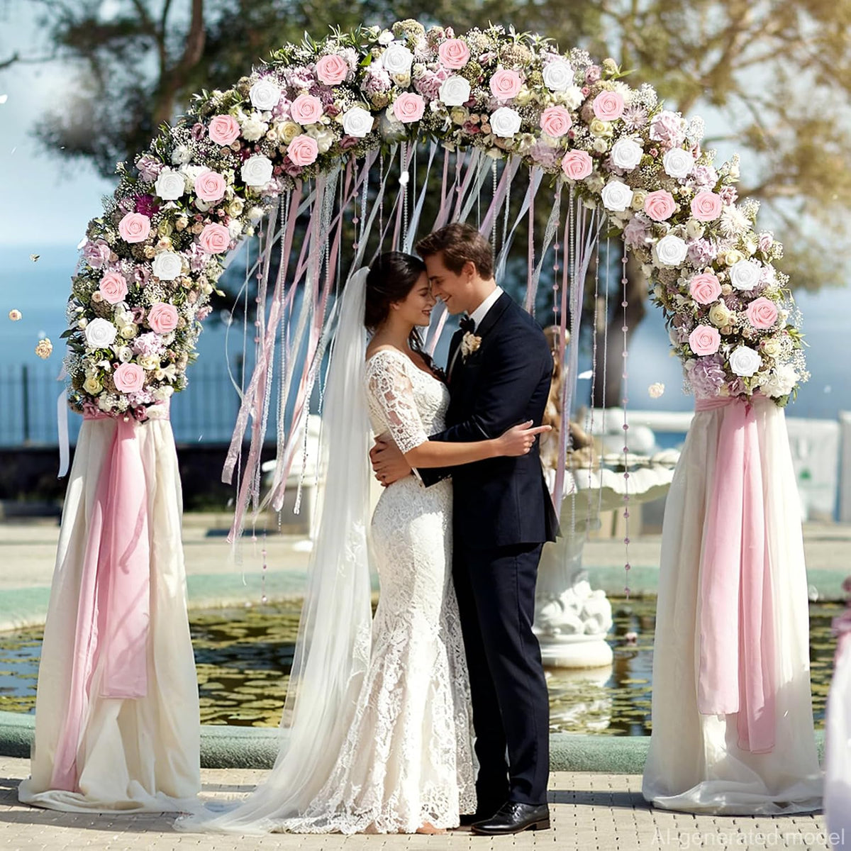 9 Pcs Foam Fake Roses with Stems, Artificial Flowers for Wedding