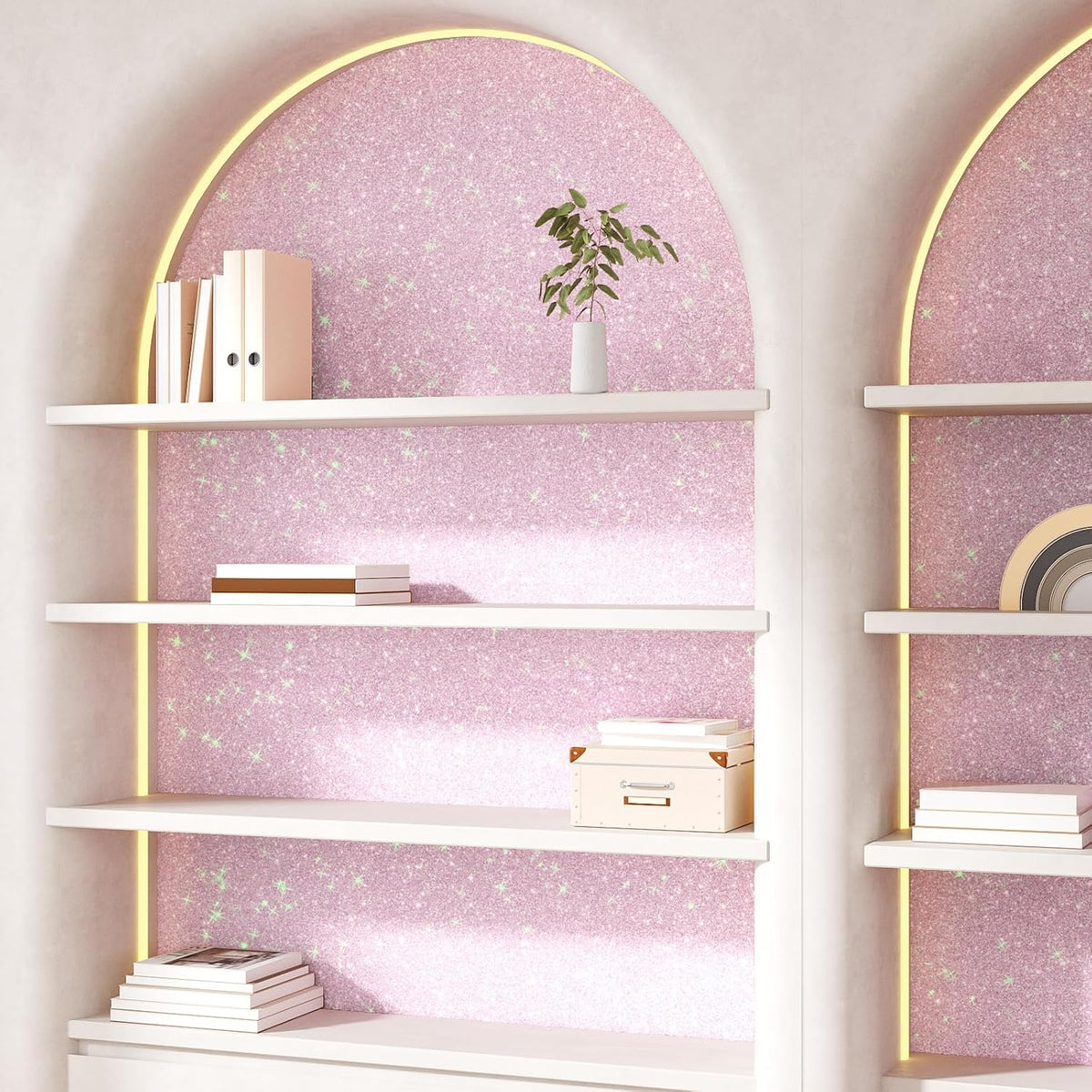 Holographic Pink Glitter Wallpaper Stick and Peel Sparkle Glitter Contact Paper for Girls Dresser Desk Shelves Fridge Self Adhesive Removable Pink Wall Paper Thick Fabric Wrap 15.7"x118"