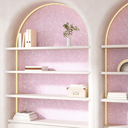 Holographic Pink Glitter Wallpaper Stick and Peel Sparkle Glitter Contact Paper for Girls Dresser Desk Shelves Fridge Self Adhesive Removable Pink Wall Paper Thick Fabric Wrap 15.7"x118"