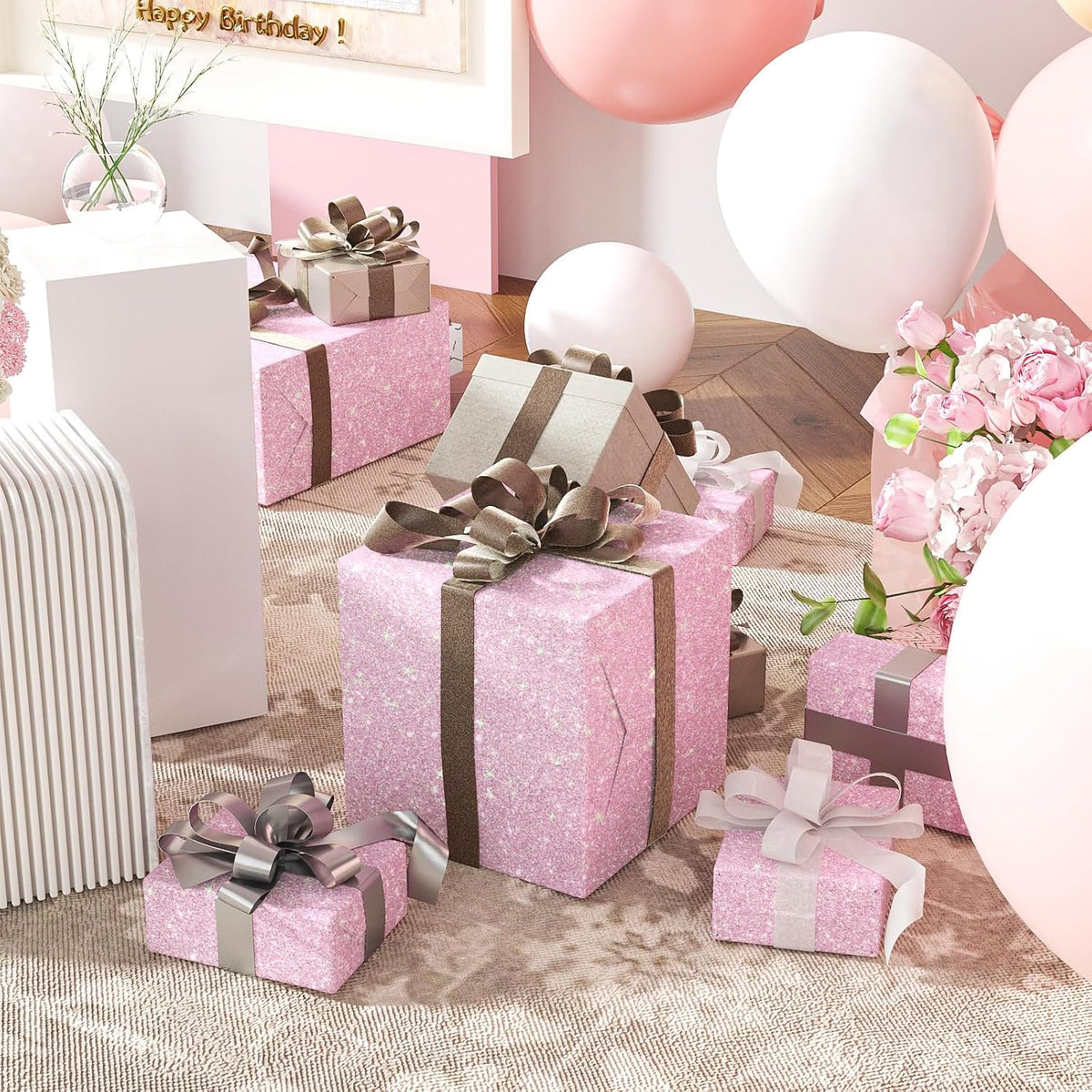 Holographic Pink Glitter Wallpaper Stick and Peel Sparkle Glitter Contact Paper for Girls Dresser Desk Shelves Fridge Self Adhesive Removable Pink Wall Paper Thick Fabric Wrap 15.7"x118"