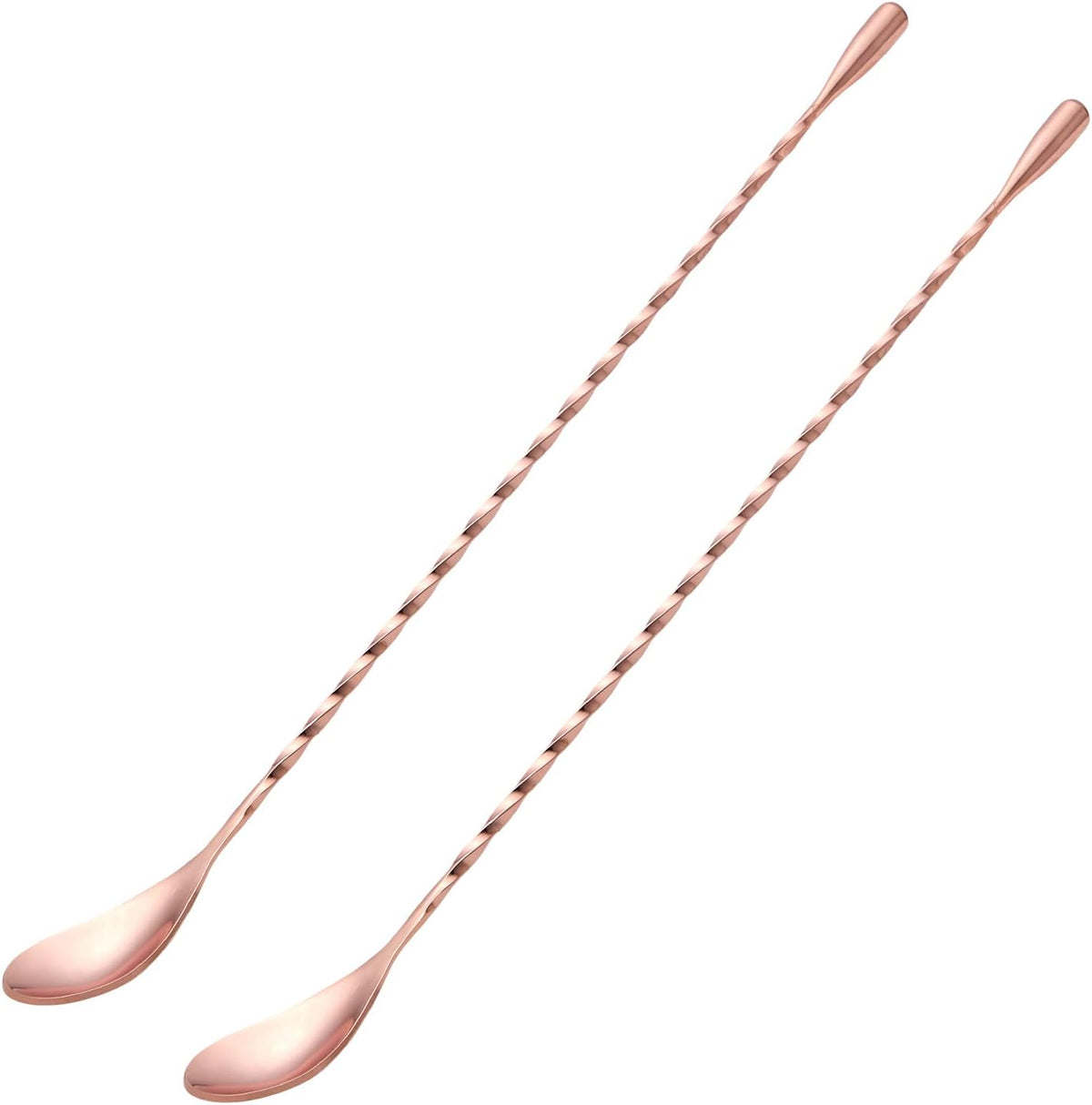 Bar Spoon Cocktail Mixing Stirrer, 2Pcs, 12” Long Handle, Rose Gold