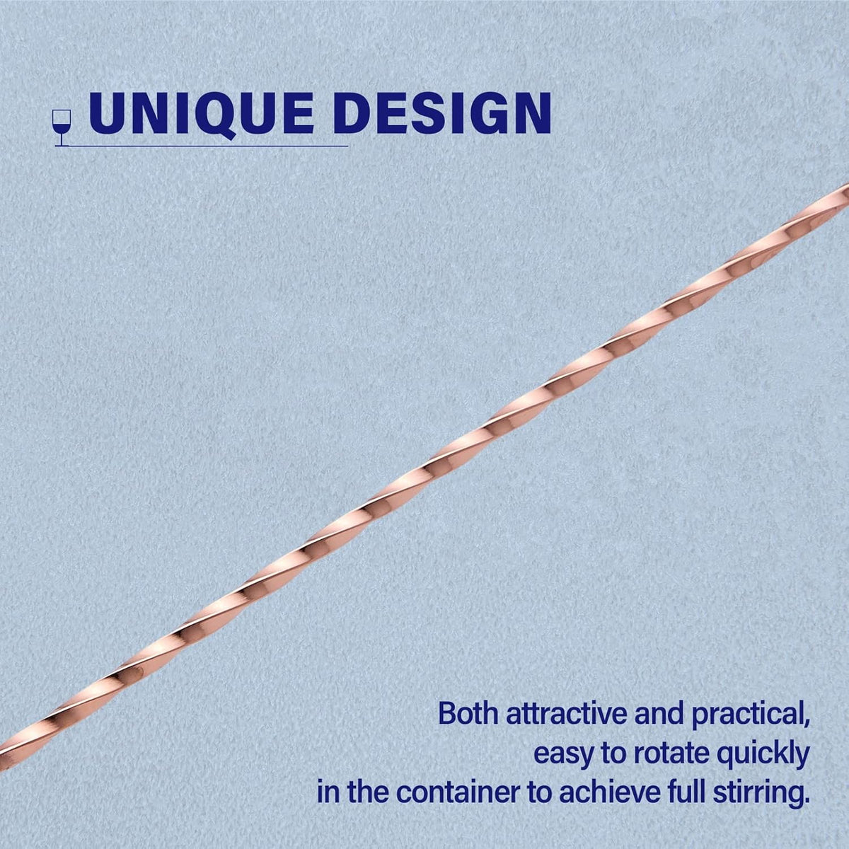 Bar Spoon Cocktail Mixing Stirrer, 2Pcs, 12” Long Handle, Rose Gold