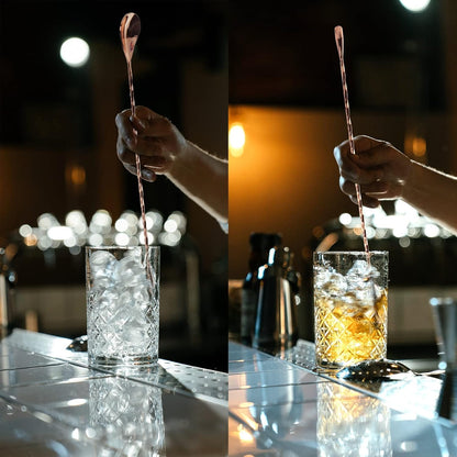 Bar Spoon Cocktail Mixing Stirrer, 2Pcs, 12” Long Handle, Rose Gold