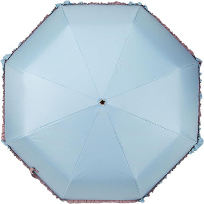 Floral Edge Compact Umbrella Folding Anti-UV Parasol with Hook Handle Sunproof Rainproof & Windproof Umbrella
