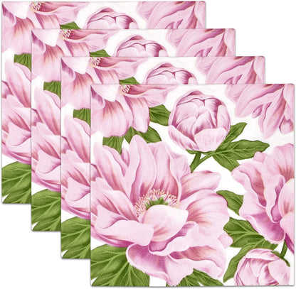 Gift Boutique 100 Pink Peony Floral Luncheon Napkins Disposable Paper Peonies Flower Lunch Napkin for Spring Summer Baby Shower Birthday Tableware Party Supplies