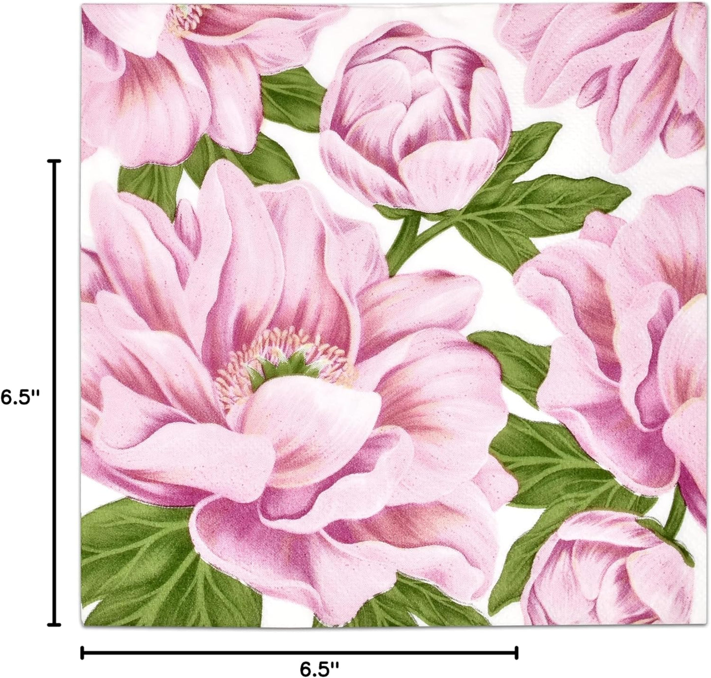 Gift Boutique 100 Pink Peony Floral Luncheon Napkins Disposable Paper Peonies Flower Lunch Napkin for Spring Summer Baby Shower Birthday Tableware Party Supplies