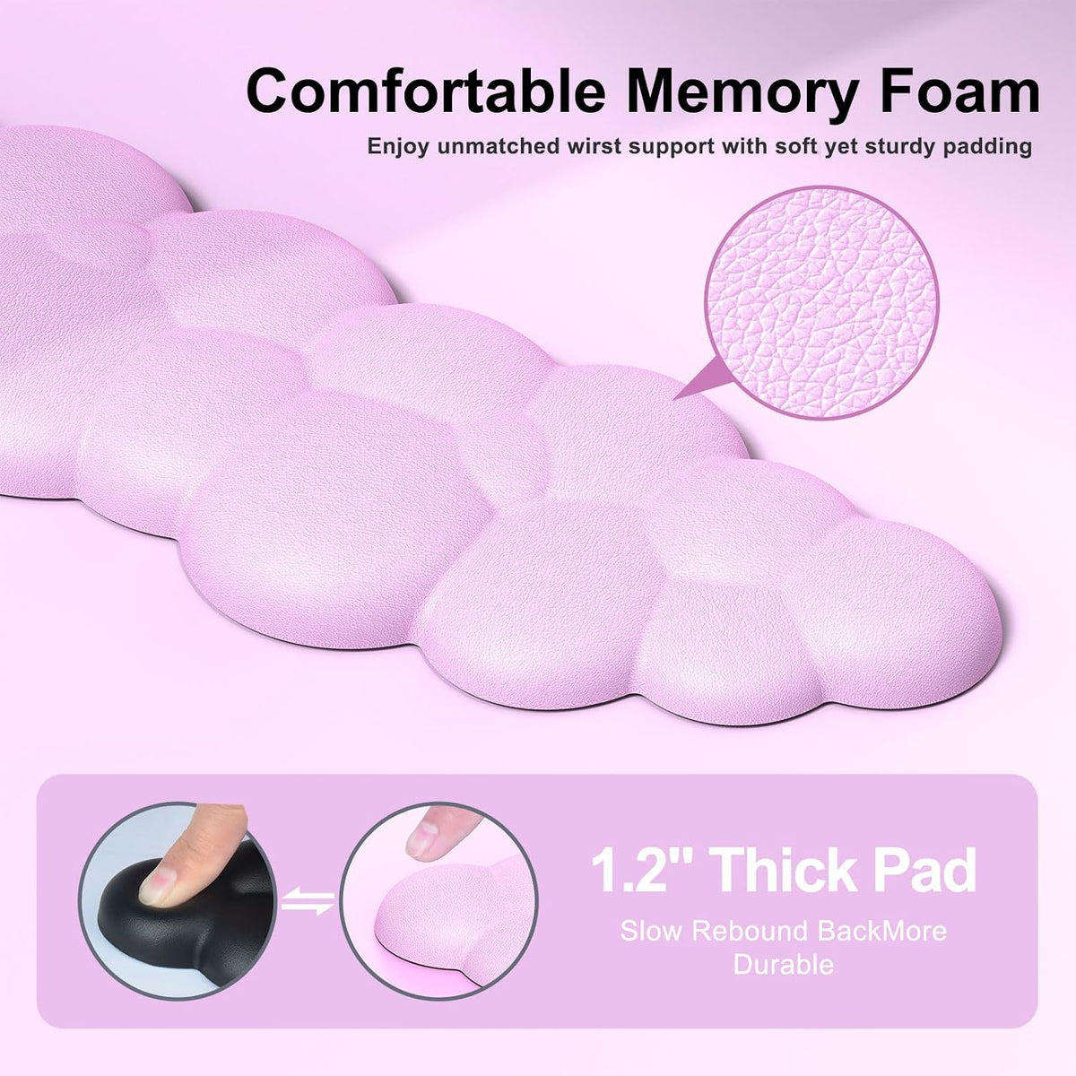 Cloud Mouse Pad with Wrist Rest, Cloud Keyboard Wrist Rest, Mouse Pad Wrist Support, Ergonomic Keyboard Mouse Wrist Support (Pink)