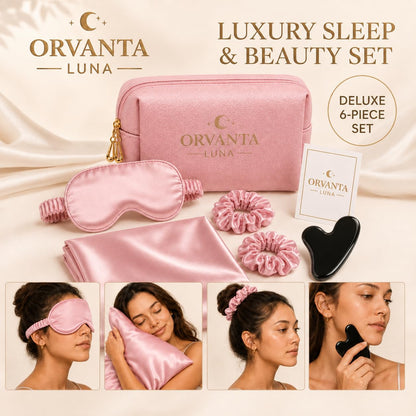 Luxury 6-Piece Satin Sleep Set and Self Care Gift Set for Women