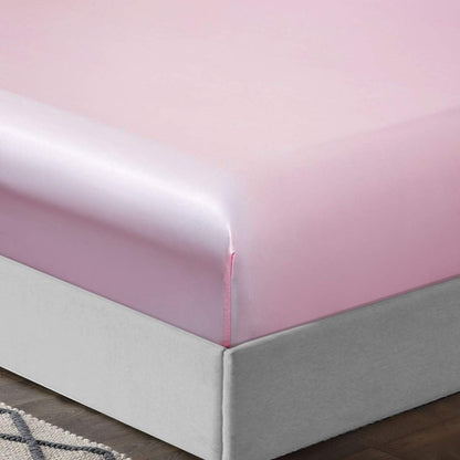 4 Piece Set Pink Satin Sheets Twin Size
