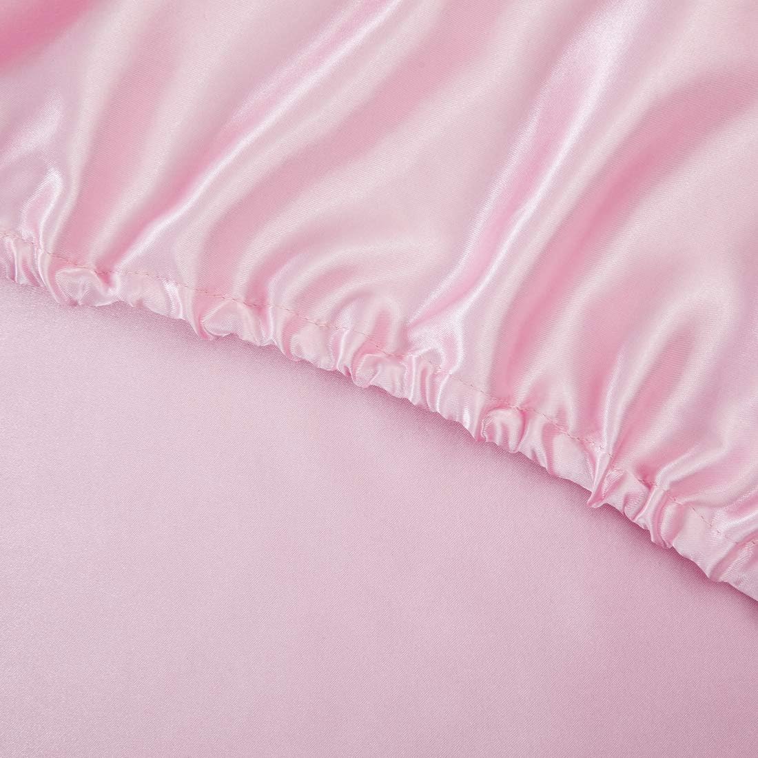 4 Piece Set Pink Satin Sheets Twin Size