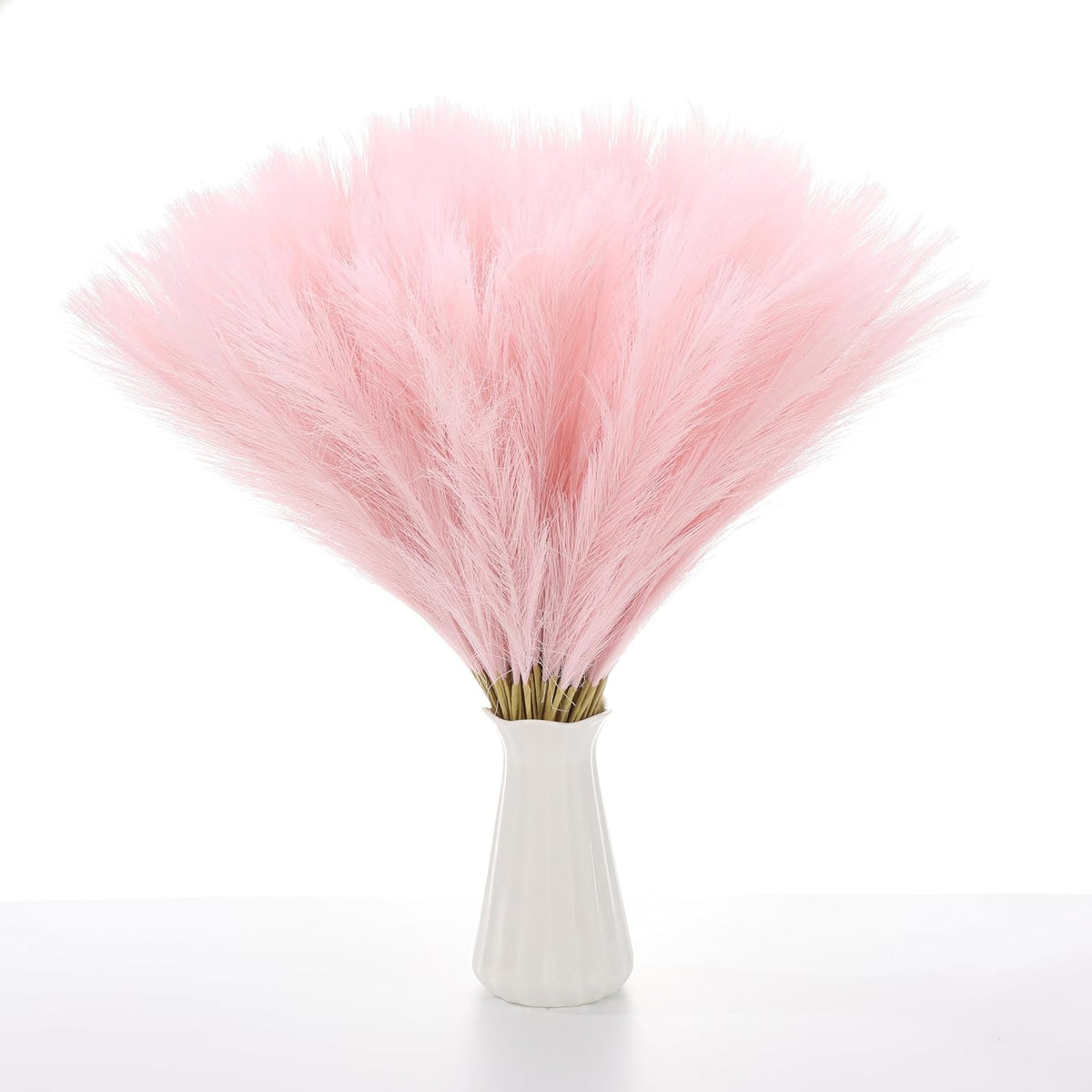 150 Pcs Pampas Grass Wedding Decor 21.65" Faux Pampas Grass Decor Bulk Boho Curly Stems Picks Ornaments for Vase Table Centerpiece Xmas Tree Topper Wedding Party Home(Pink)
