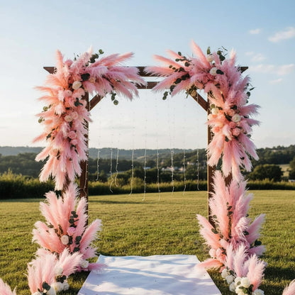150 Pcs Pampas Grass Wedding Decor 21.65" Faux Pampas Grass Decor Bulk Boho Curly Stems Picks Ornaments for Vase Table Centerpiece Xmas Tree Topper Wedding Party Home(Pink)