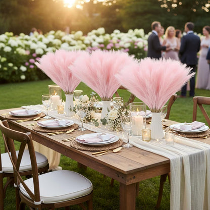150 Pcs Pampas Grass Wedding Decor 21.65" Faux Pampas Grass Decor Bulk Boho Curly Stems Picks Ornaments for Vase Table Centerpiece Xmas Tree Topper Wedding Party Home(Pink)