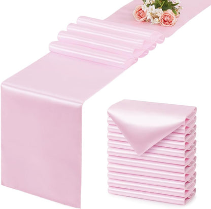 Light Pink Satin Table Runner, 12x108 Inches, 4 Pack