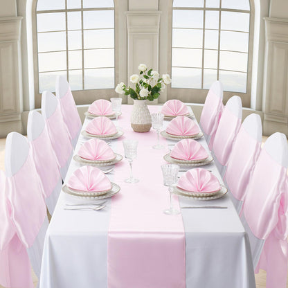 Light Pink Satin Table Runner, 12x108 Inches, 4 Pack