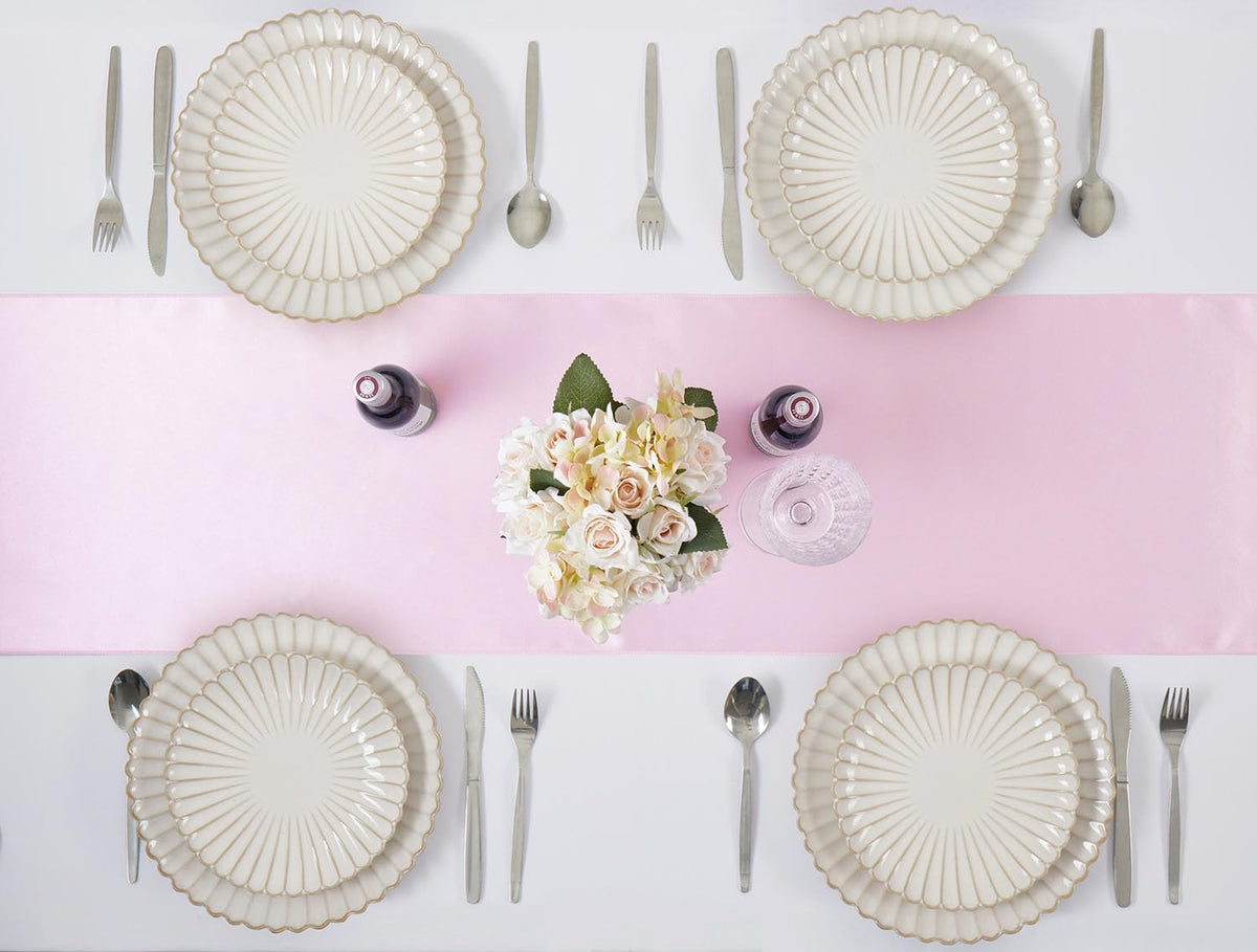 Light Pink Satin Table Runner, 12x108 Inches, 4 Pack