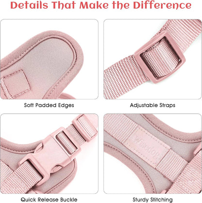 Wisedog Lightweight No Pull Dog Harness, Gossamer Pink, Small