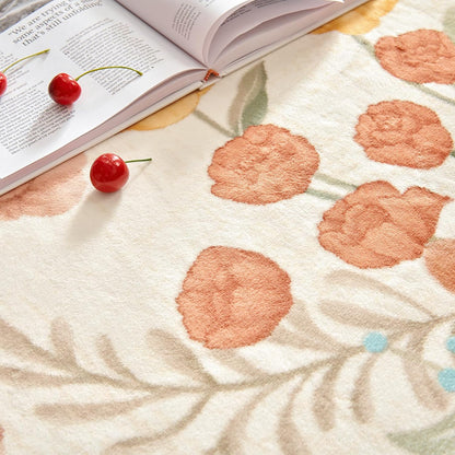 Vintage Floral Half Round Rug，2x3 Coral Pink，Washable Non Slip