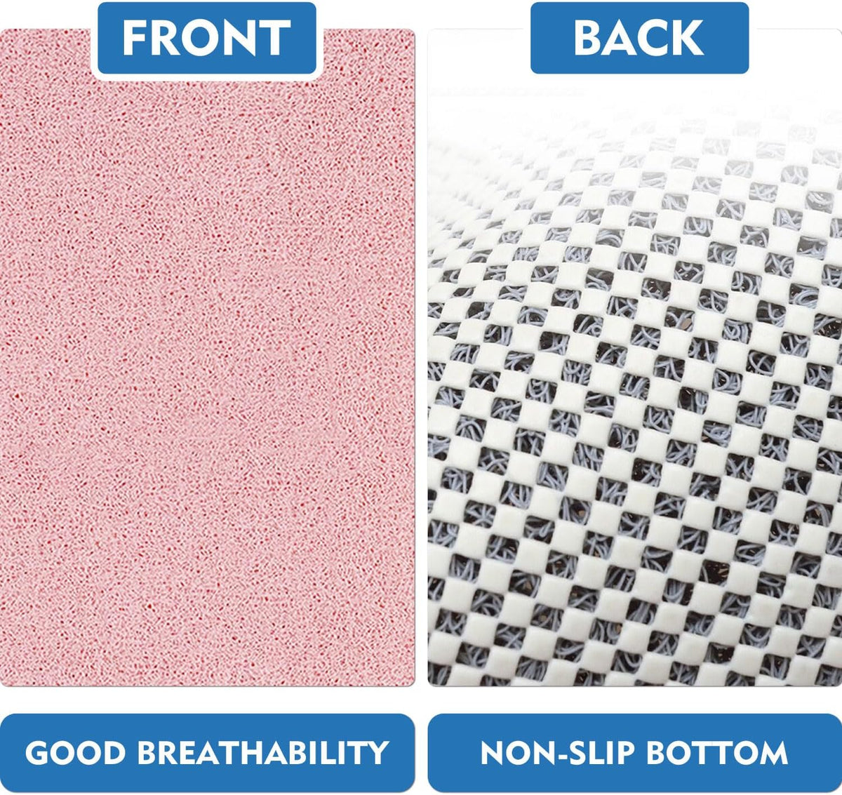 Pink Non-Slip Shower Mat 23"x23" - Textured Surface Bath Mat for Comfort & Safety | Quick-Drying & Easy-Clean | No Suction Cups Needed | Perfect for Wet Bathroom Floors