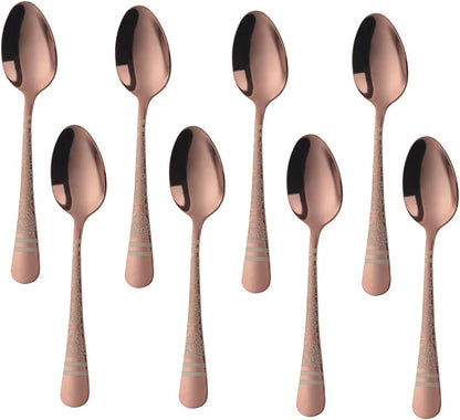 Espresso Spoons Set of 8,Cute Small Coffee Spoons, Stainless Steel Demitasse Spoons for Tea, Dessert Appetizer Mini Coffee Spoon Stainless Steel Teaspoons, 5.5-inch (Rose Gold)