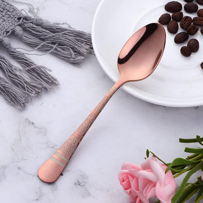 Espresso Spoons Set of 8,Cute Small Coffee Spoons, Stainless Steel Demitasse Spoons for Tea, Dessert Appetizer Mini Coffee Spoon Stainless Steel Teaspoons, 5.5-inch (Rose Gold)