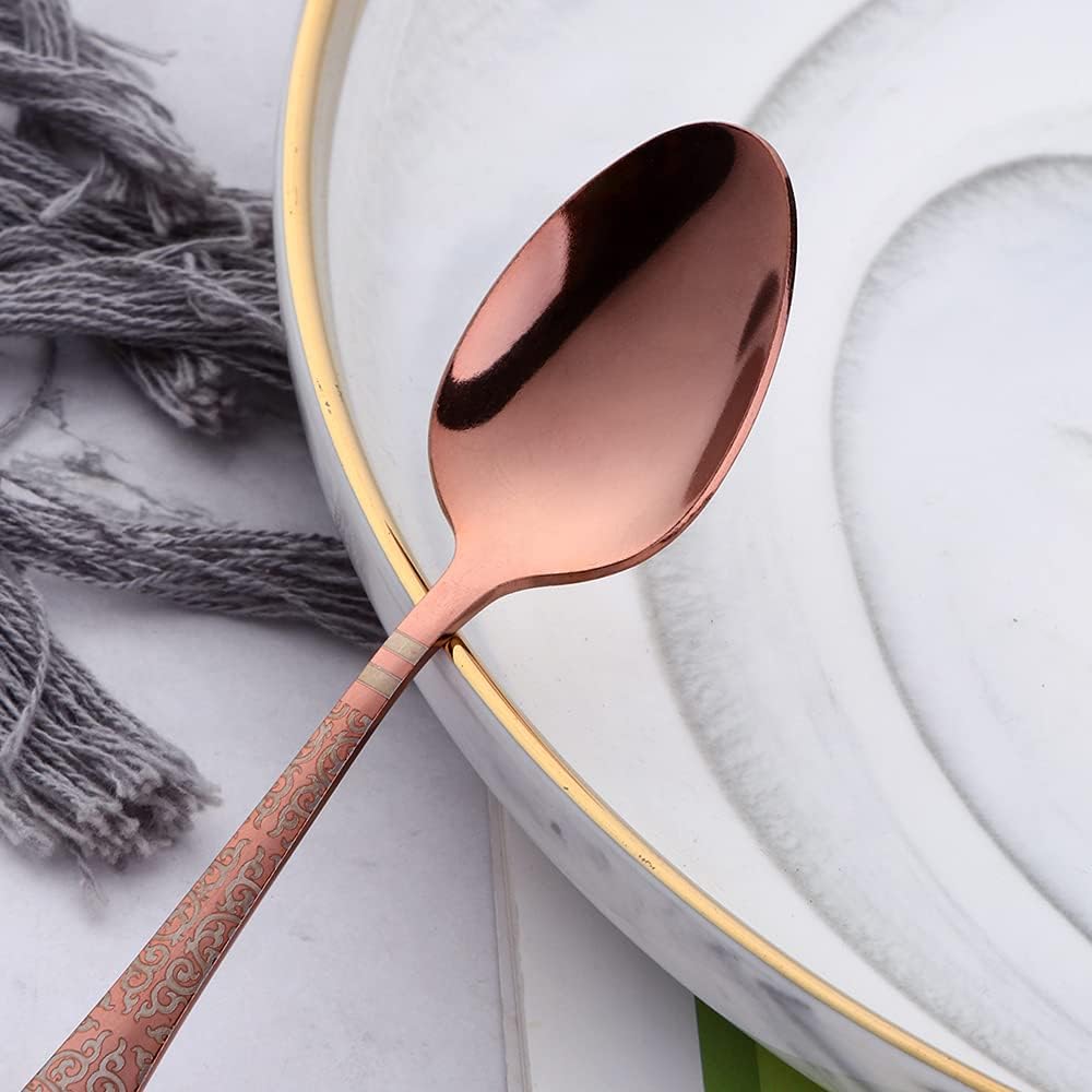 Espresso Spoons Set of 8,Cute Small Coffee Spoons, Stainless Steel Demitasse Spoons for Tea, Dessert Appetizer Mini Coffee Spoon Stainless Steel Teaspoons, 5.5-inch (Rose Gold)
