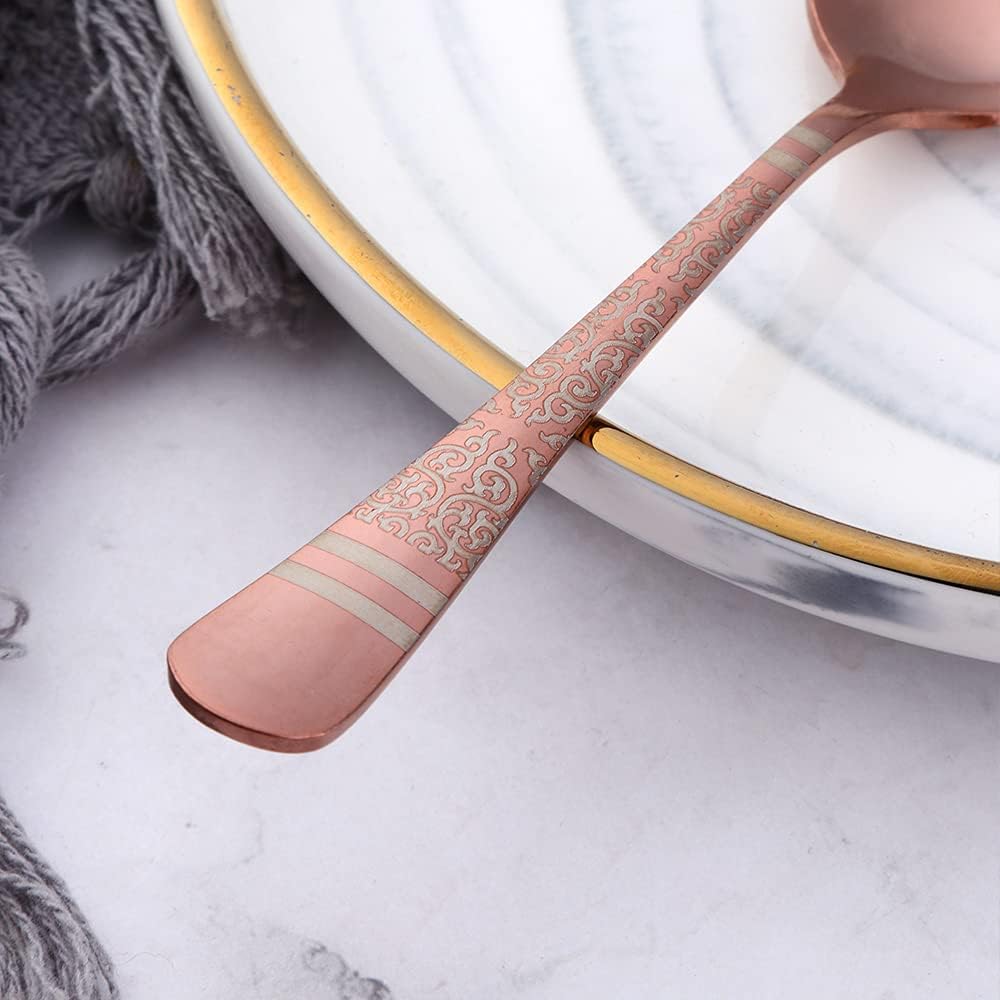 Espresso Spoons Set of 8,Cute Small Coffee Spoons, Stainless Steel Demitasse Spoons for Tea, Dessert Appetizer Mini Coffee Spoon Stainless Steel Teaspoons, 5.5-inch (Rose Gold)