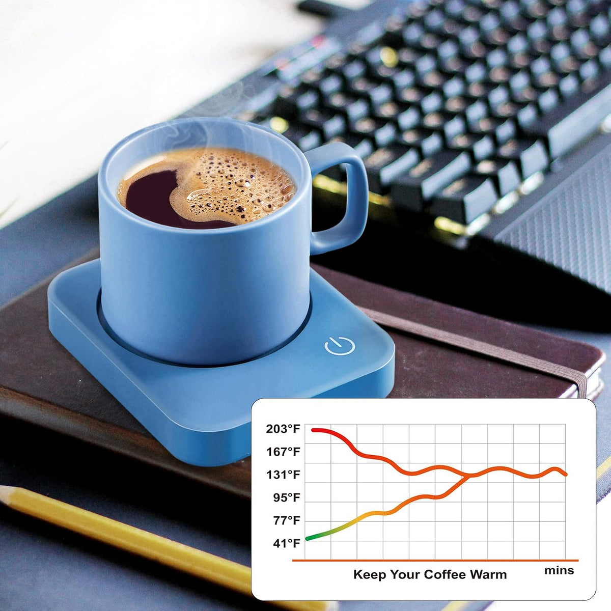 Coffee Mug 11 oz Tea Cup with Flat-Bottom Warming Coffee Milk for Office and Home（Pink