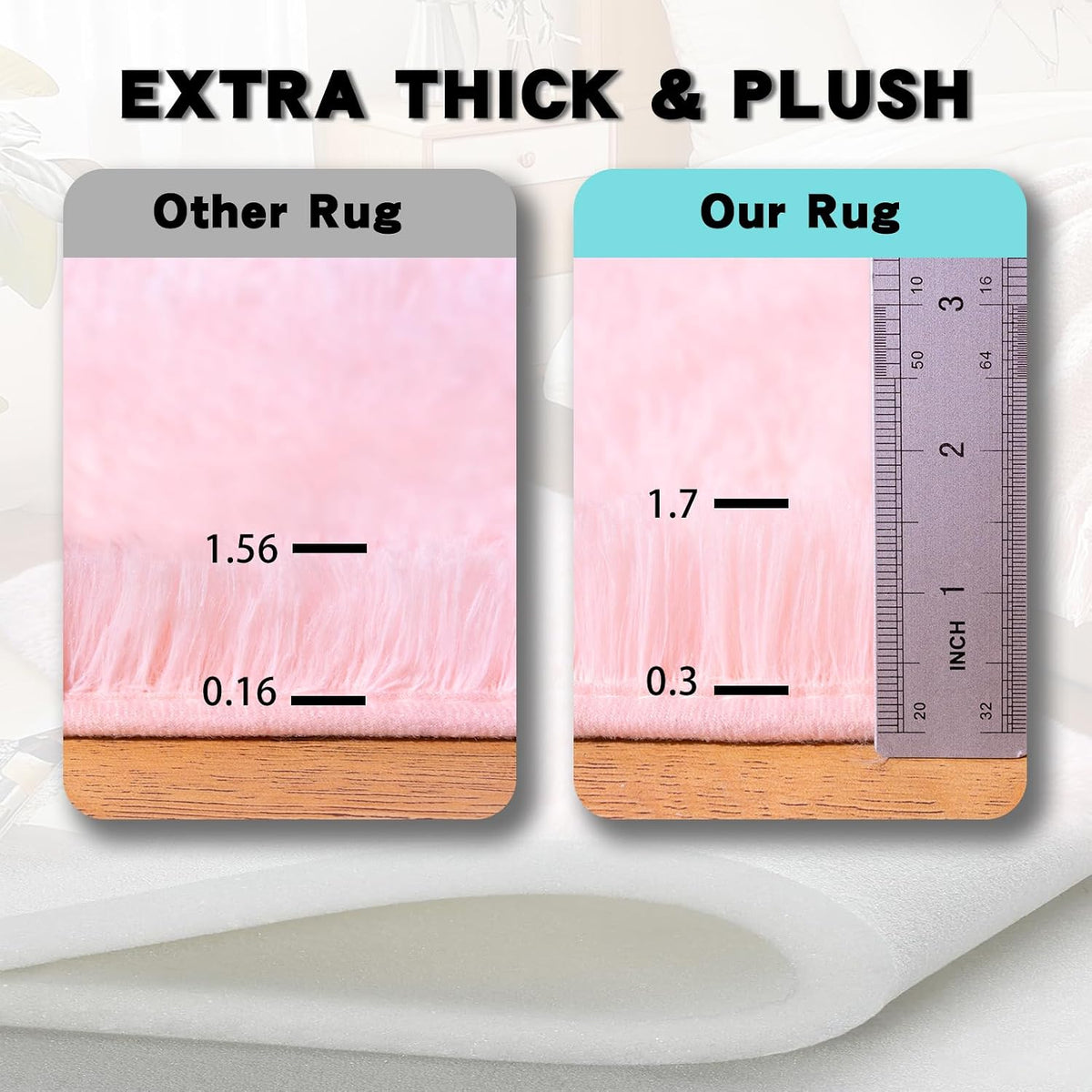 6x9 Pink Fluffy Shaggy Area Rug, Soft Plush Large Carpet for Living Room